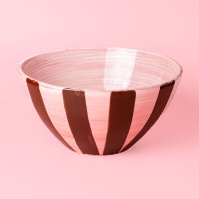 Saladier en céramique Ø21cm 1,5L / Rayures CHOCOLAT Rose