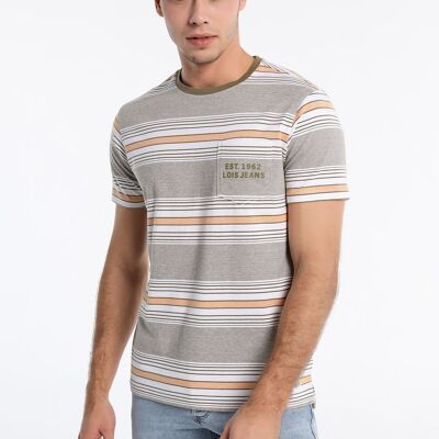 LOIS JEANS - Woven Stripe Pocket T-Shirt | 123615