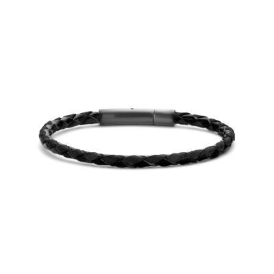 Schwarzes geflochtenes Lederarmband