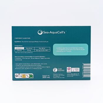 30 ampoules de 10 ml plasma marin isotonique Sea-AquaCell's- Eau de Mer Procédé Quinton 2