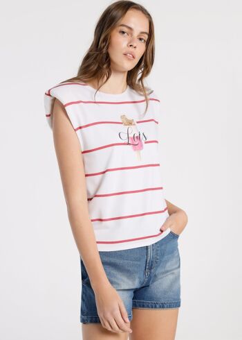 LOIS JEANS - T-shirt Maxi -Graphismes Épaules Tombées Coutures| 123732 1