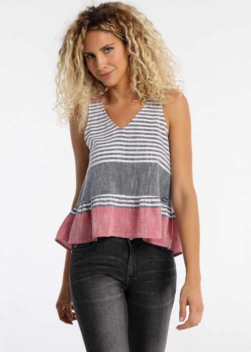LOIS JEANS - Top Stripes Woven Ruffle | 123752