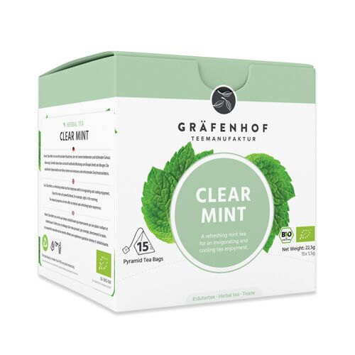 Clear Mint Tee, 15 Pyramidenbeutel in Faltschachtel