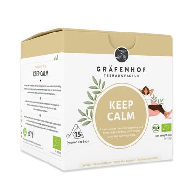 Keep Calm Tea, 15 sachets pyramidaux dans une boîte pliante