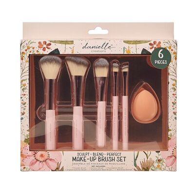 Juego de brochas de maquillaje Danielle Painted Floral