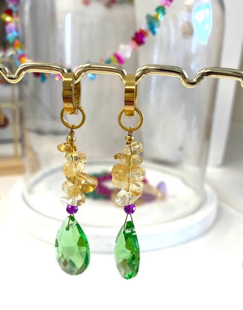 Earrings green/yellow crystal