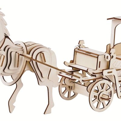 Construction kit Horse with carriage wood