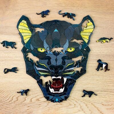 Eco Wood Art Wooden Jigsaw Panther size L, 1782, 41.8×37.5×0.5cm