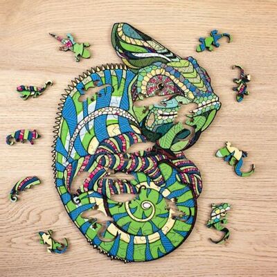 Animal Products, Wooden Jigsaw Puzzles Eco Wood Art Wooden Jigsaw Chameleon size L, 1805.49x37x0.5cm