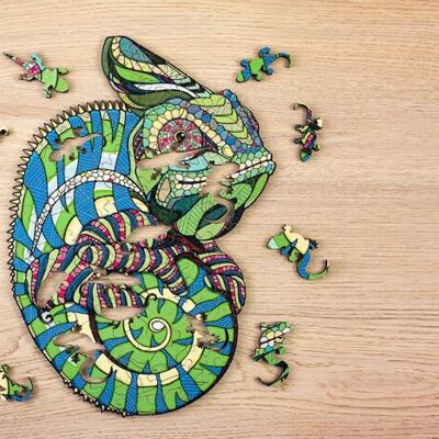 Animal Products, Wooden Jigsaw Puzzles Eco Wood Art Wooden Jigsaw Chameleon size L, 1805.49x37x0.5cm