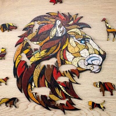 Eco Wood Art Puzzle en bois Lion Taille L, 1812, 40,5 × 36,5 × 0,5 cm