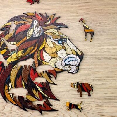 Eco Wood Art Puzzle en bois Lion Taille L, 1812, 40,5 × 36,5 × 0,5 cm
