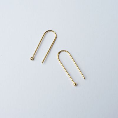 Arc Earrings in Gold Large- Demi fine large arc gold horseshoe / arc shaped earrings.