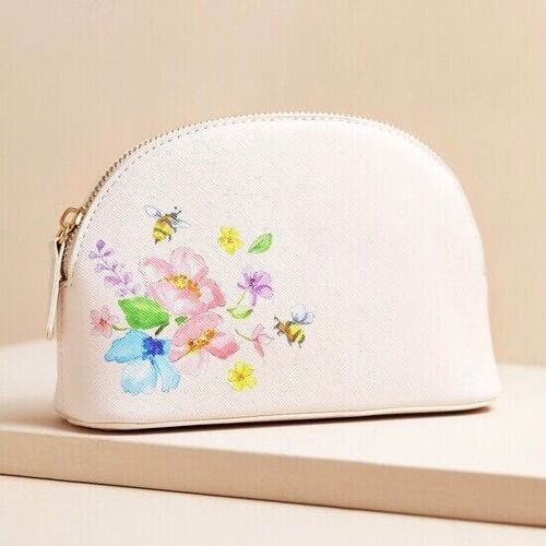 Small Bee Floral Wash Bag in Blush Pink