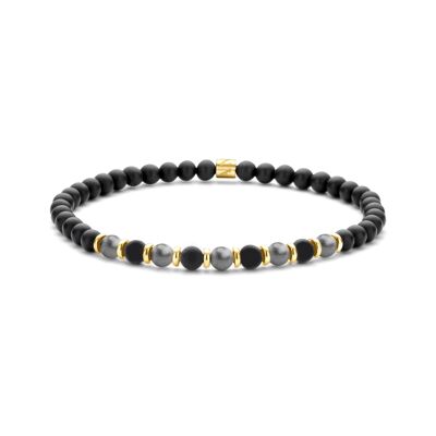 Bracciale con perline in pietra ematite e agata nera opaca