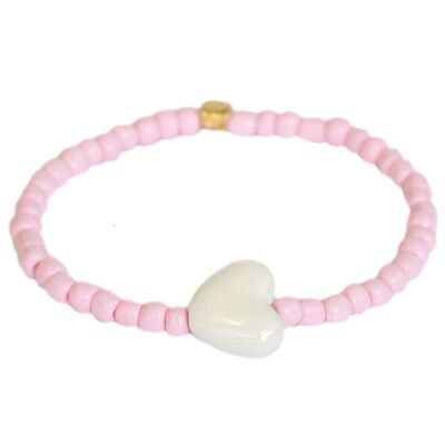 Bracelet stone heart pink