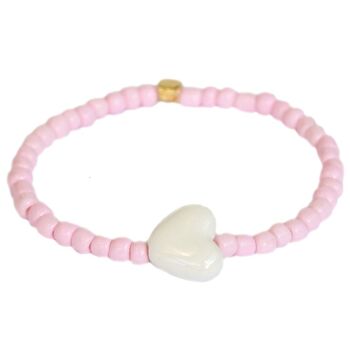 Bracelet pierre coeur rose 1