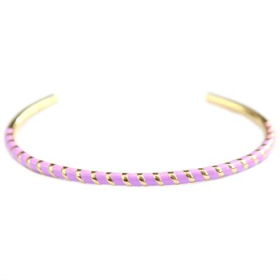 Bracelet jonc doré rayure violet