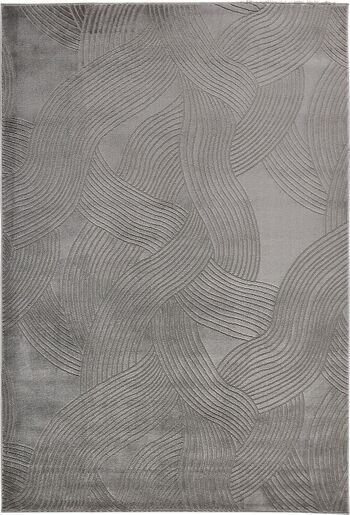 Tapis poils ras motif abstrait en relief gris 2