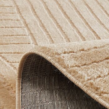 Tapis poils ras motif demi arc en relief beige 4