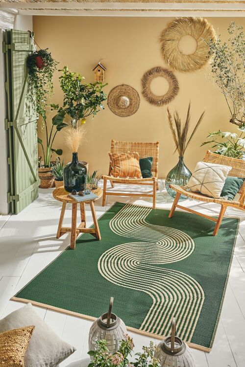 Tapis d'extérieur motif vague vert