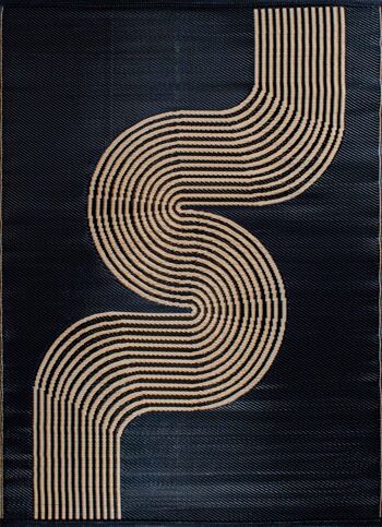 Tapis d'extérieur motif vague noir 3