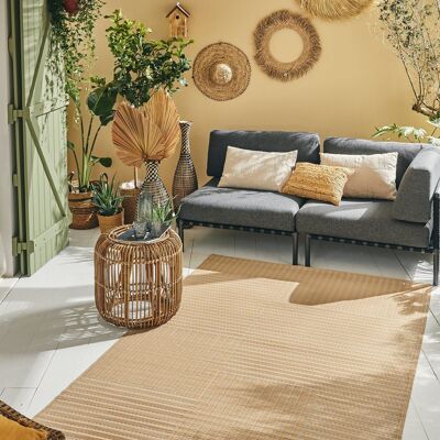 Beige geometric pattern outdoor rug