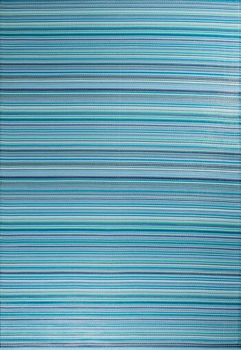 Tapis d'extérieur motif rayure dégradée bleu 2