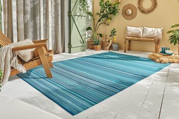 Tapis d'extérieur motif rayure dégradée bleu 4