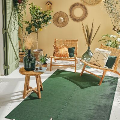 Outdoor rug plain green pattern