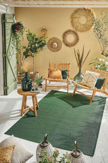 Tapis d'extérieur motif uni vert 1