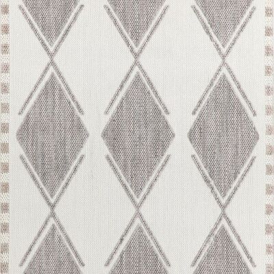 Cream wool look diamond pattern rug