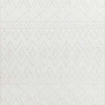 Cream wool look rug with geometric patterns