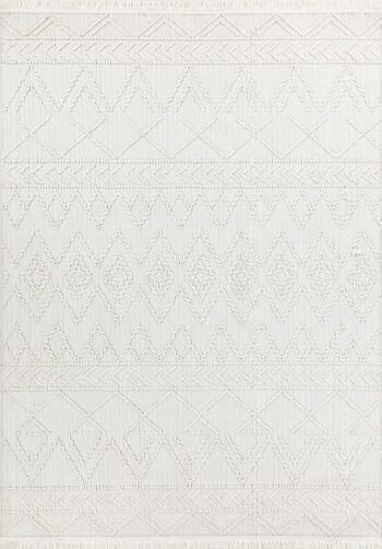 Tapis aspect laine crème motifs géométriques 1