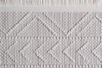 Tapis aspect laine crème motifs géométriques 6