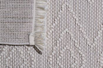 Tapis aspect laine crème motifs géométriques 8