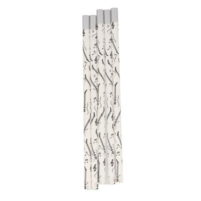 Pencils in white with musical motifs and magnetic head - motif: electric guitar