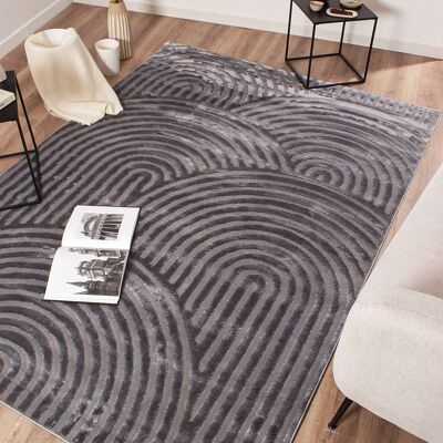 Bianca gray rainbow rug with embossed long pile