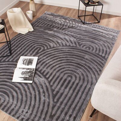 Tapis Bianca arc-en-ciel gris avec longs poils en relief