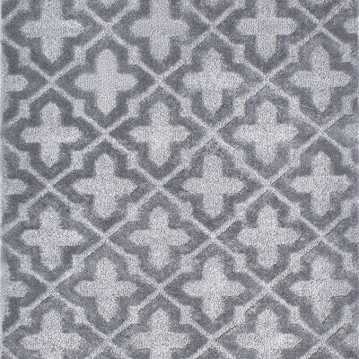 Tappeto grigio con motivi geometrici