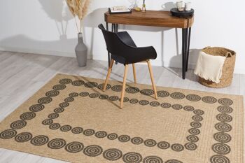 Tapis aspect Jute Nature 8868 noir rond 5