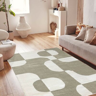 Short pile living room rug with graphic pattern ver