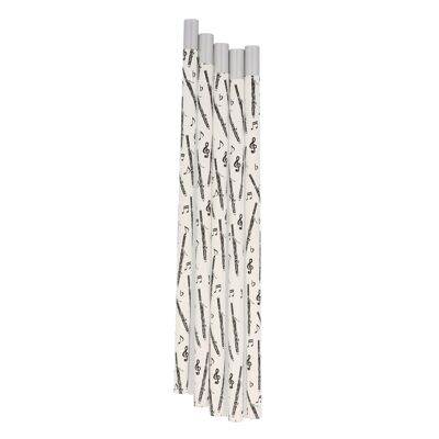 Pencils in white with musical motifs and magnetic head - motif: bassoon