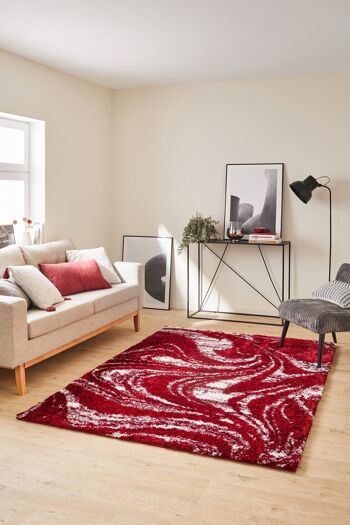 Tapis shaggy doux Oslo 677 rouge 2