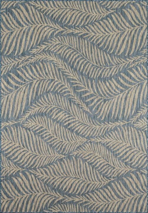 Tapis feuilles de palmiers bleu