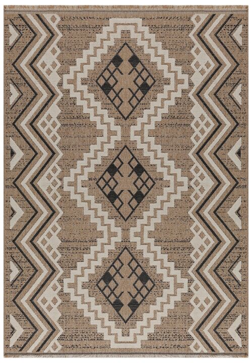 TULUM - tapis de salon - intérieur et extérieur noir - aspect jute motifs ethniques