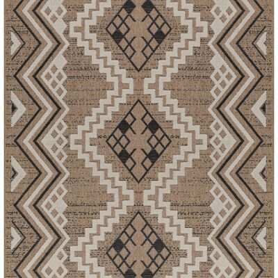 TULUM - alfombra de salón - negra para interior y exterior - aspecto de yute con motivos étnicos
