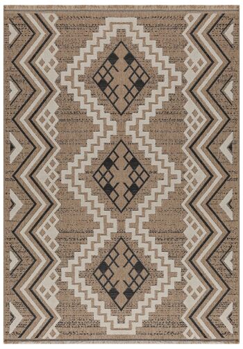 TULUM - tapis de salon - intérieur et extérieur noir - aspect jute motifs ethniques 1