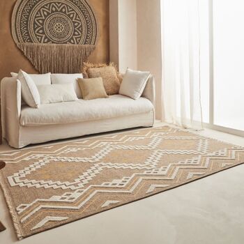 TULUM - tapis de salon - intérieur et extérieur jaune - aspect jute  motifs  losanges 2