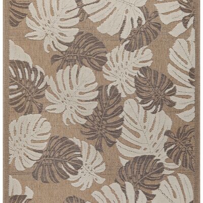TULUM - tapis de salon - intérieur et extérieur marron - aspect jute motifs feuilles